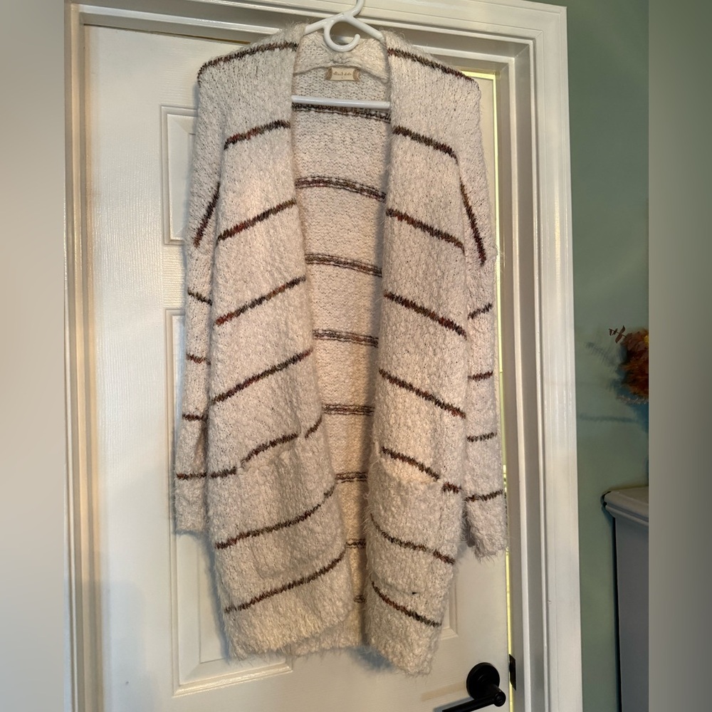 Altar'd State Cream Striped Cardigan